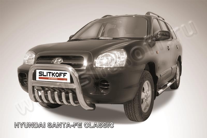 Slitkoff HSFT003 кенгурятник низкий d76 с защитой картера Hyundai Santa Fe Classic (Таганрог)
