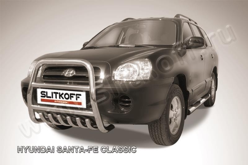 Slitkoff HSFT005 кенгурятник высокий d57 с защитой картера Hyundai Santa Fe Classic (Таганрог)