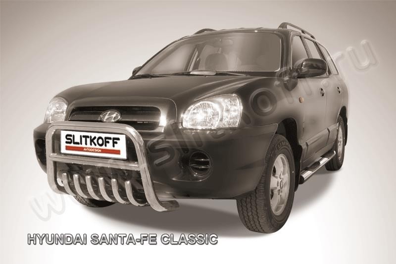 Slitkoff HSFT007 кенгурятник низкий d57 с защитой картера Hyundai Santa Fe Classic (Таганрог)