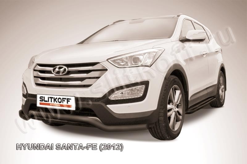 Slitkoff HSFT12-001B защита переднего бампера d57 "волна" черная Hyundai Santa Fe (2012)