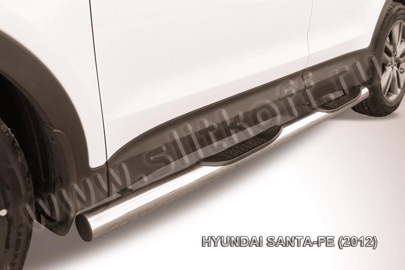 Slitkoff HSFT12-006 защита порогов d76 с проступями Hyundai Santa Fe (2012)