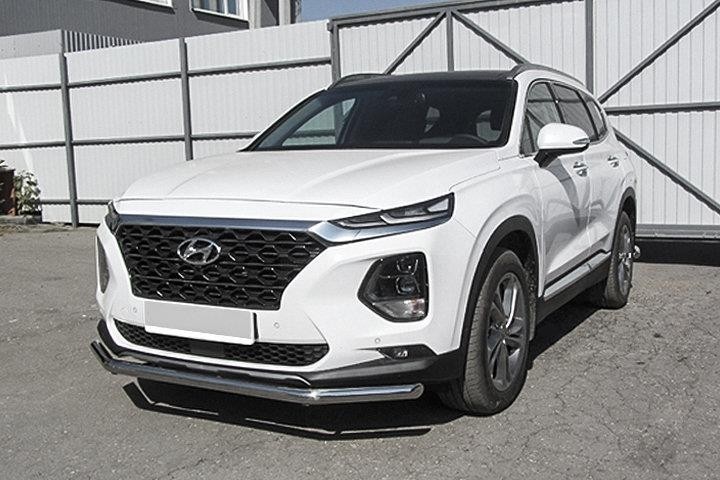 Slitkoff HSFT18-003 защита переднего бампера d57 Hyundai Santa Fe (2018)