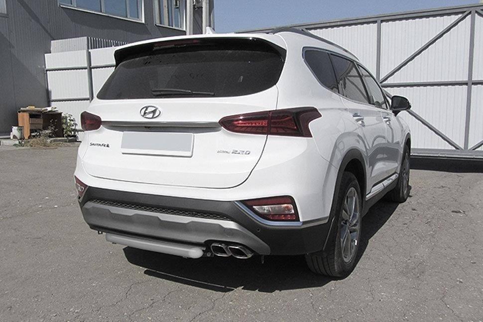 Slitkoff HSFT18-005S защита заднего бампера d57 короткая серебристая Hyundai Santa Fe (2018)