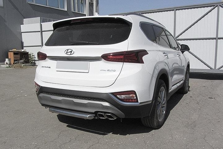 Slitkoff HSFT18-007 защита заднего бампера d57 короткая Hyundai Santa Fe (2018)