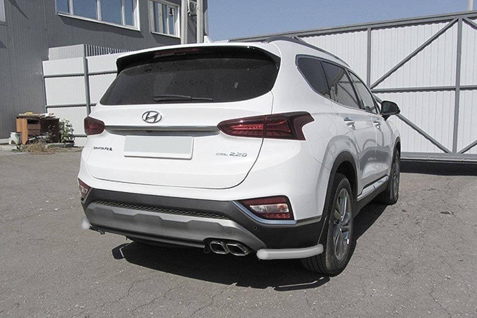 Slitkoff HSFT18-007S защита заднего бампера уголки d57 серебристые Hyundai Santa Fe (2018)