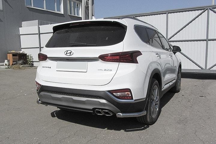 Slitkoff HSFT18-009 защита заднего бампера уголки d57 Hyundai Santa Fe (2018)