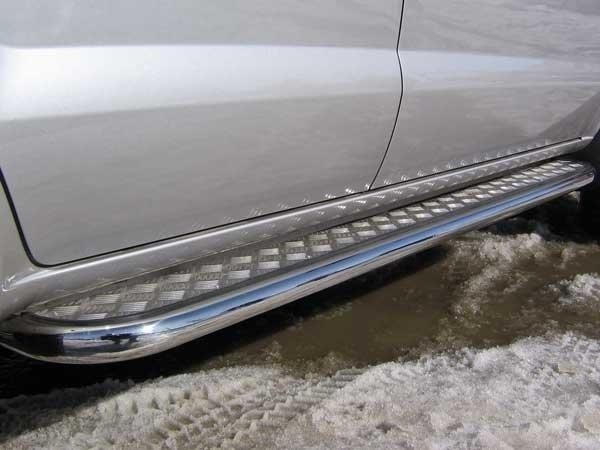 Slitkoff HT010 защита порогов d42 с листом Hyundai Tucson