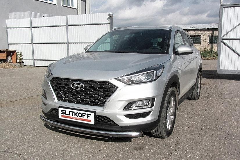 Slitkoff HT18003 защита переднего бампера d57 Hyundai Tucson (2018)
