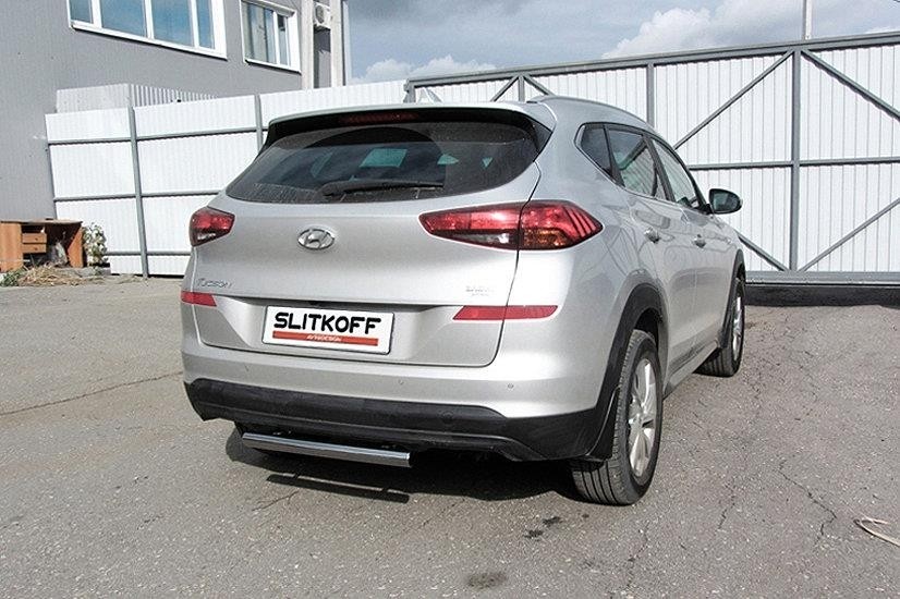 Slitkoff HT18007 защита заднего бампера d57 короткая Hyundai Tucson (2018)