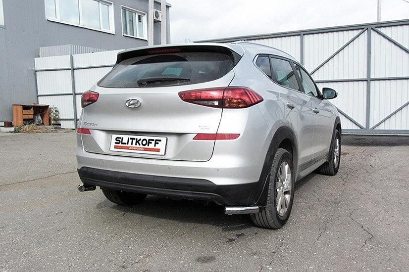 Slitkoff HT18009 защита заднего бампера уголки d57 Hyundai Tucson (2018)