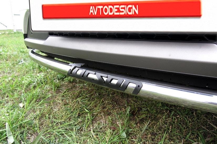 Slitkoff HT4WD15001 защита переднего бампера d42 с надписью Hyundai Tucson 4WD (2015)