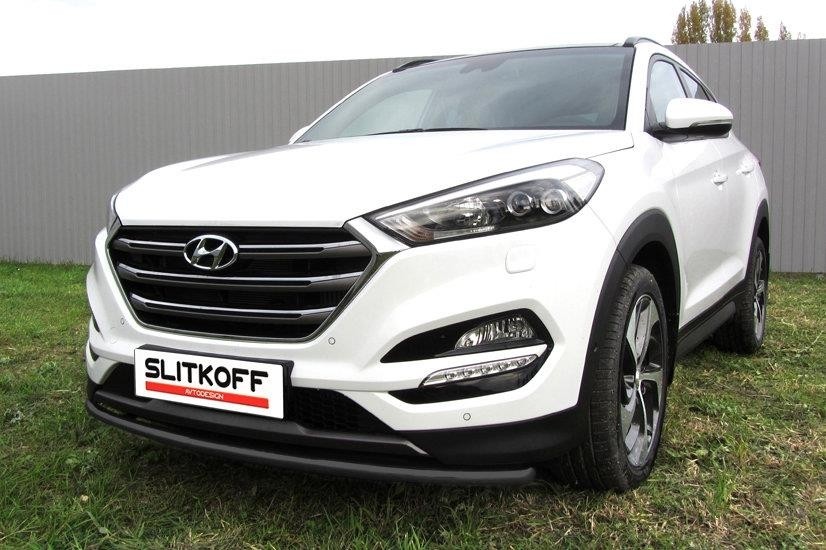 Slitkoff HT4WD15002B защита переднего бампера d42 черная Hyundai Tucson 4WD (2015)
