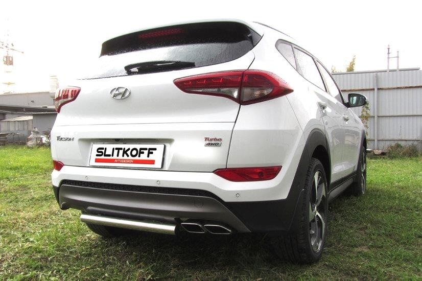 Slitkoff HT4WD15008 защита заднего бампера d57 короткая Hyundai Tucson 4WD (2015)