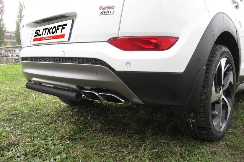 Slitkoff HT4WD15008B защита заднего бампера d57 короткая черная Hyundai Tucson 4WD (2015)