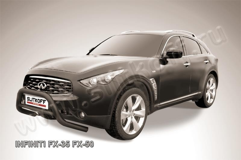 Slitkoff IN.FX001B кенгурятник d76 низкий черный Infiniti FX-35; FX-50
