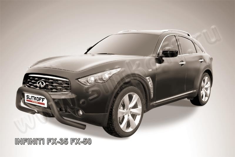 Slitkoff IN.FX002B кенгурятник d76 низкий "мини" черный Infiniti FX-35; FX-50