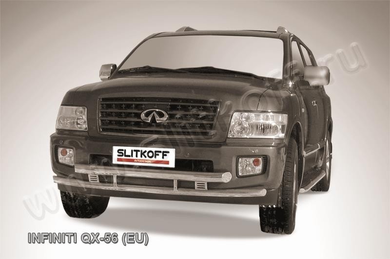 Slitkoff IN.QX005 защита переднего бампера d76+ d57 двойная Infiniti QX-56