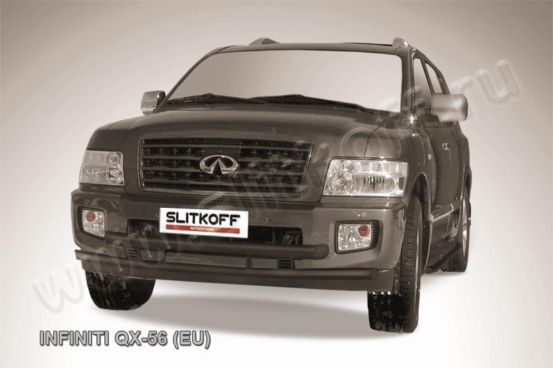 Slitkoff IN.QX005B защита переднего бампера d76+ d57 двойная черная Infiniti QX-56
