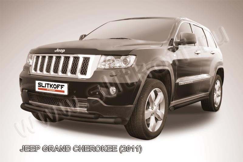 Slitkoff JGCH001B защита переднего бампера d76+ d57 двойная радиусная черная Jeep Grand Cherokee (2011)