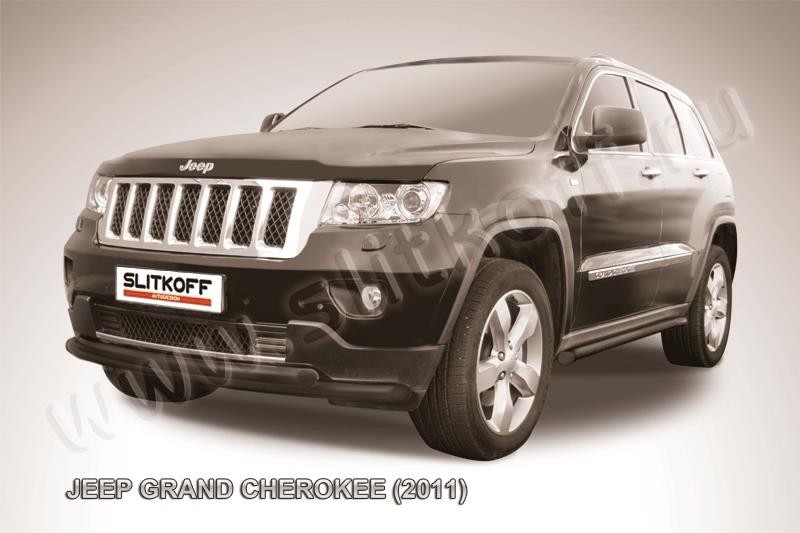 Slitkoff JGCH003B защита переднего бампера d57+ d57 двойная радиусная черная Jeep Grand Cherokee (2011)