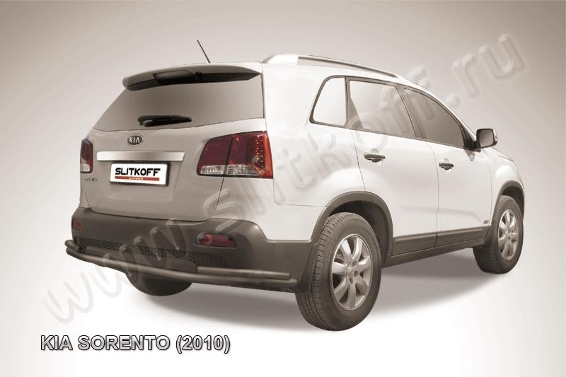 Slitkoff KS10-010B защита заднего бампера d57+ d42 двойная длинная черная KIA Sorento (2010)
