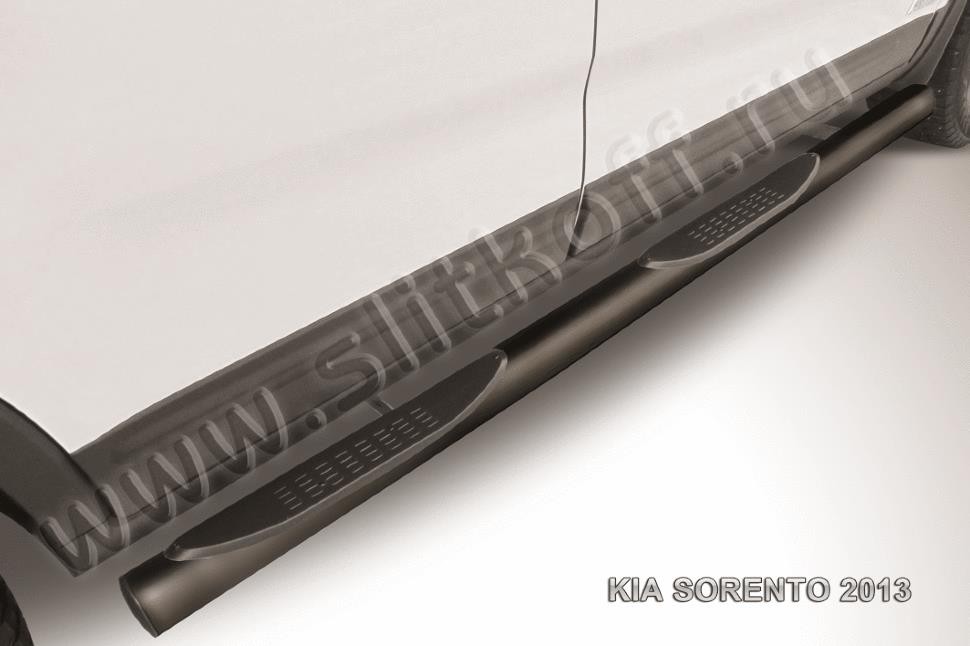 Slitkoff KS13-006B защита порогов d76 с проступями черная KIA Sorento (2013)