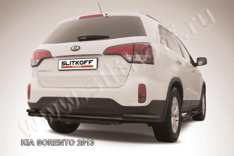 Slitkoff KS13-011B защита заднего бампера d57+ d42 двойная черная KIA Sorento (2013)