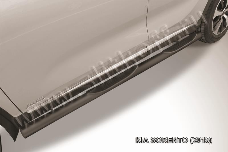 Slitkoff KS15-006B защита порогов d76 с проступями черная KIA Sorento (2015)