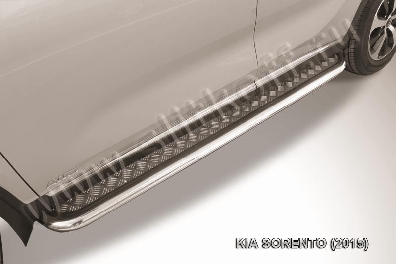 Slitkoff KS15-007 защита порогов d57 с листом усиленная KIA Sorento (2015)