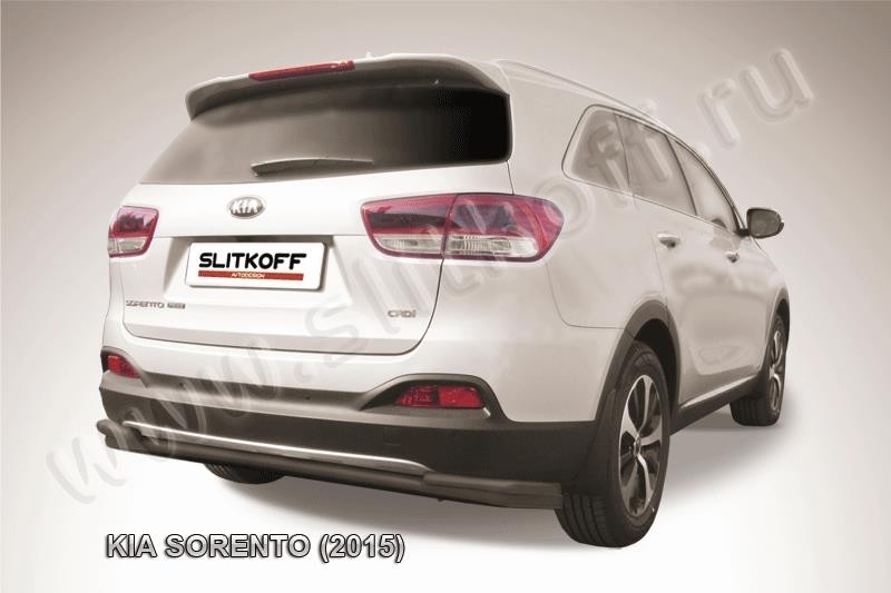 Slitkoff KS15-010B защита заднего бампера d57+ d42 двойная длинная черная KIA Sorento (2015)