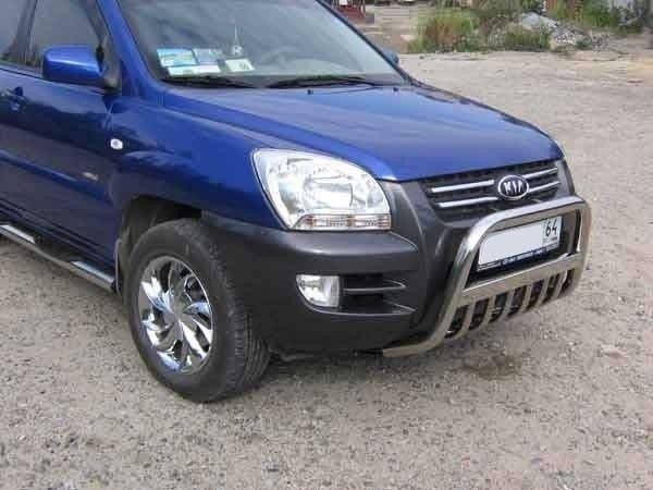 Slitkoff KSN003 кенгурятник d57 низкий с защитой картера KIA Sportage New (2008-2010)