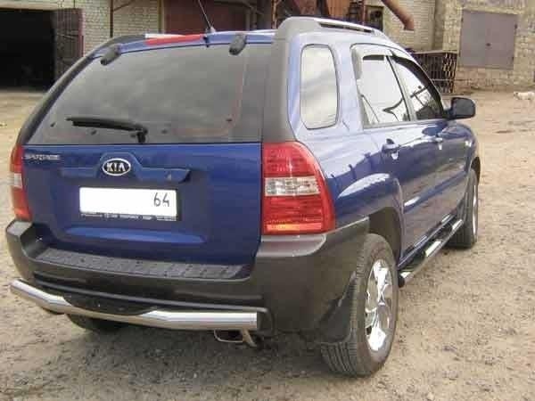 Slitkoff KSN009B защита заднего бампера d76 с проступями черная KIA Sportage New (2008-2010)