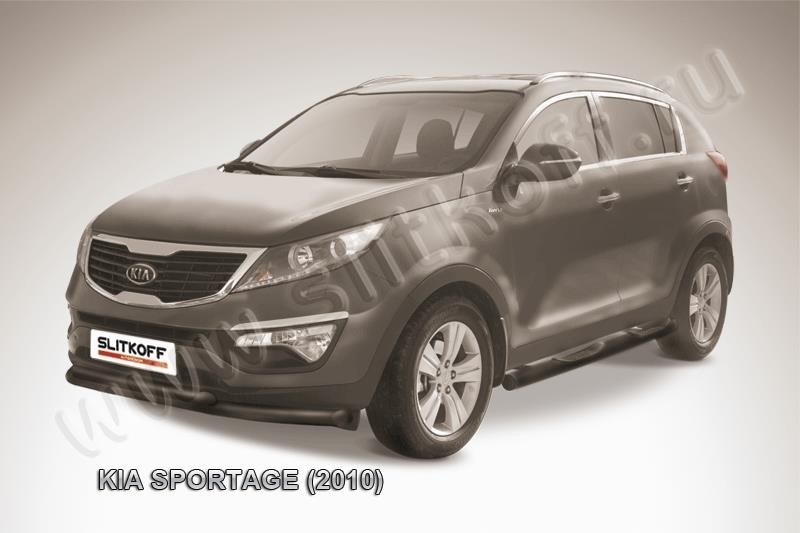 Slitkoff KSP010-002B защита переднего бампера d76+ d57 черная KIA Sportage (2010)