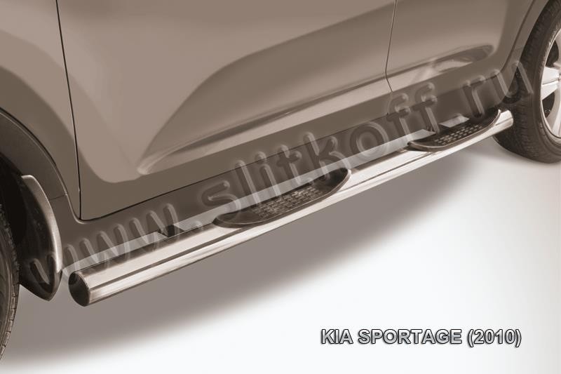 Slitkoff KSP010-008 защита порогов d76 с проступями KIA Sportage (2010)
