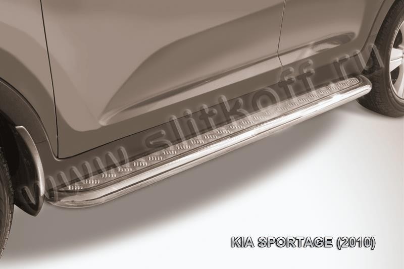 Slitkoff KSP010-010 защита порогов d42 с листом усиленная KIA Sportage (2010)