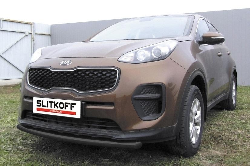 Slitkoff KSP16-001B защита переднего бампера d57 черная KIA Sportage (2016)