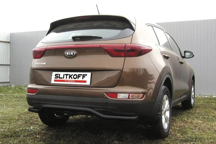 Slitkoff KSP16-008B защита заднего бампера d57 "волна" черная KIA Sportage (2016)
