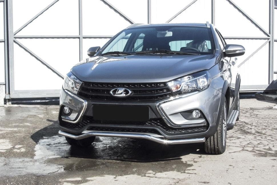 Slitkoff LadVSWCR01 защита переднего бампера d42 "волна" Lada Vesta SW Cross