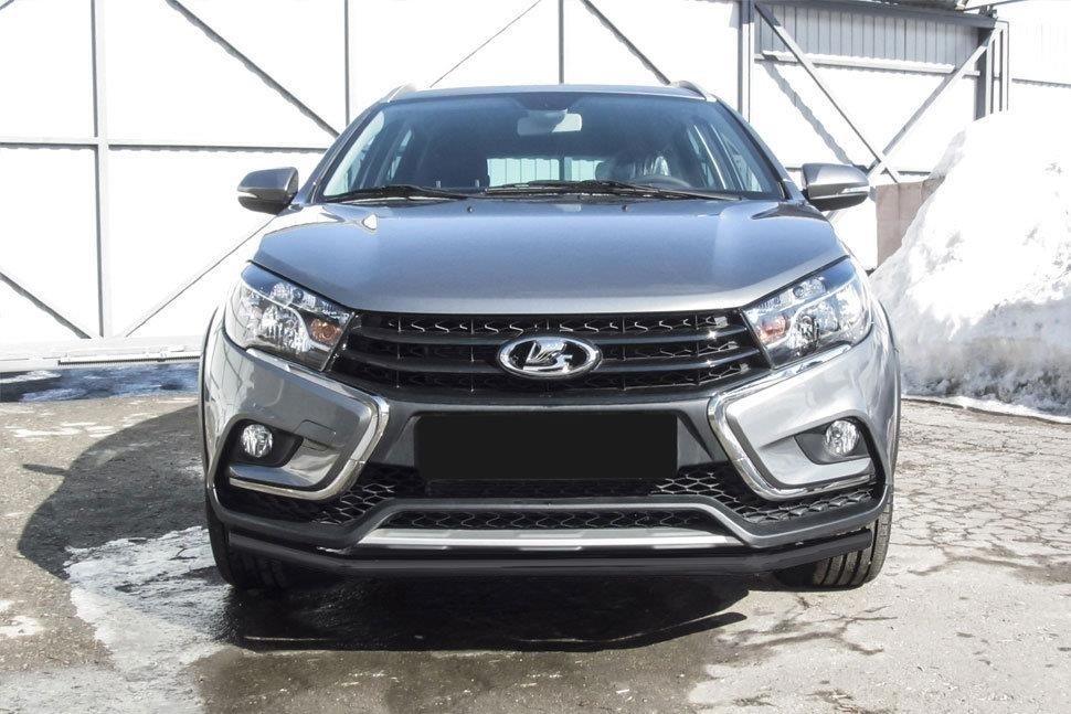 Slitkoff LadVSWCR03B защита переднего бампера d42 черная Lada Vesta SW Cross