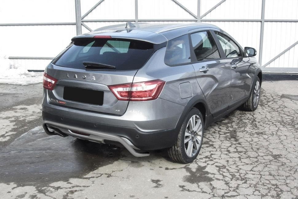 Slitkoff LadVSWCR05S защита заднего бампера d42 "скоба" серебристая Lada Vesta SW Cross