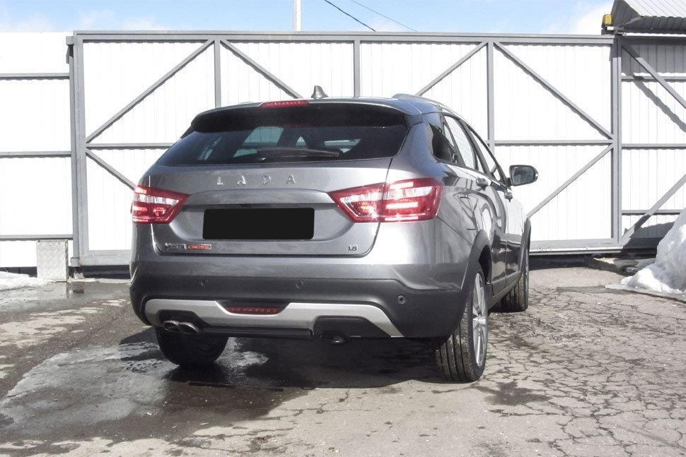 Slitkoff LadVSWCR06B защита заднего бампера d42 короткая черная Lada Vesta SW Cross