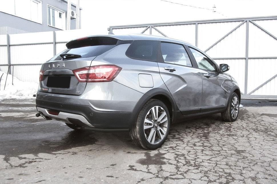 Slitkoff LadVSWCR07B защита заднего бампера уголки d42 черные Lada Vesta SW Cross