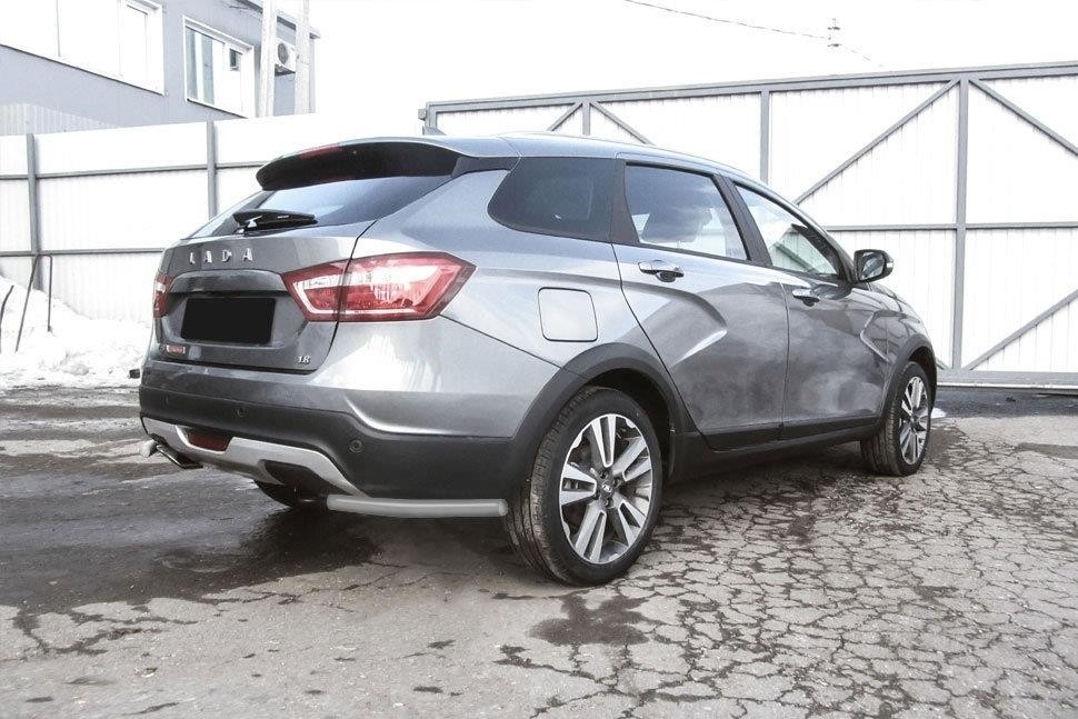 Slitkoff LadVSWCR07S защита заднего бампера уголки d42 серебристые Lada Vesta SW Cross