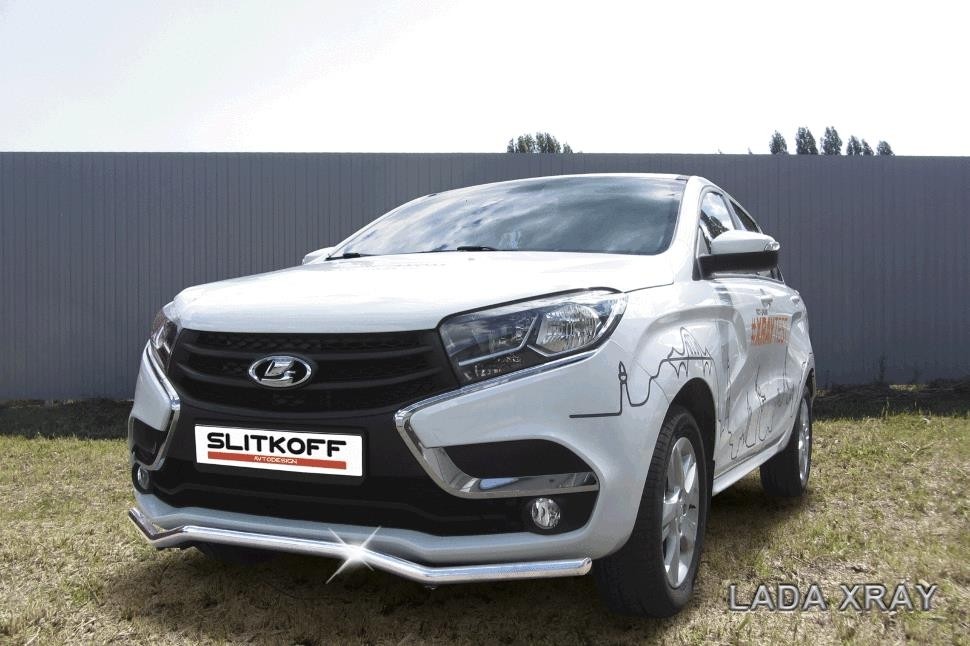 Slitkoff LadXR001 защита переднего бампера d42 "волна" Lada XRay