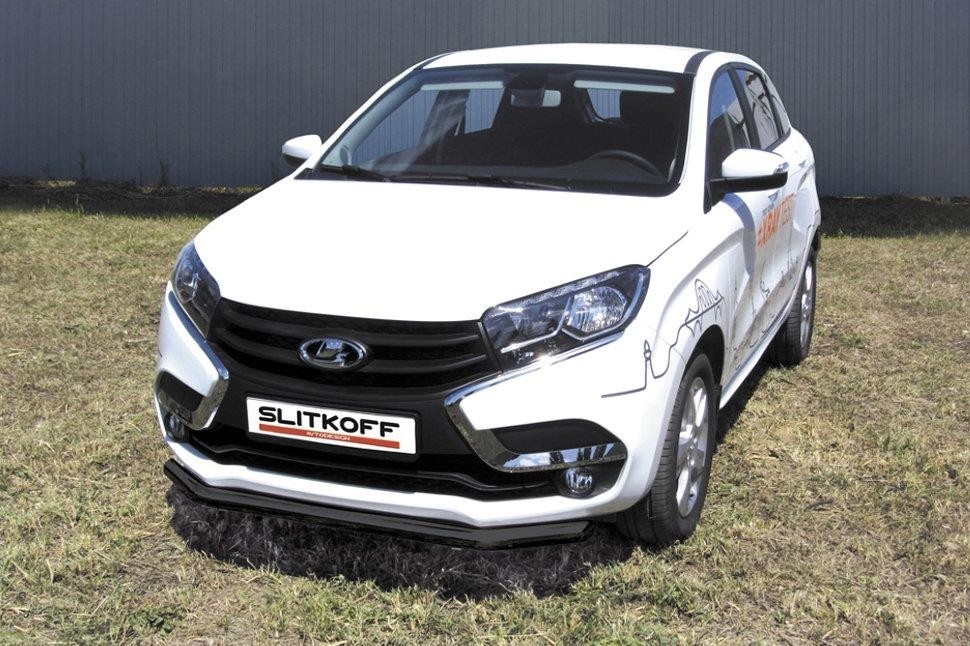 Slitkoff LadXR004B защита переднего бампера d57 черная Lada XRay