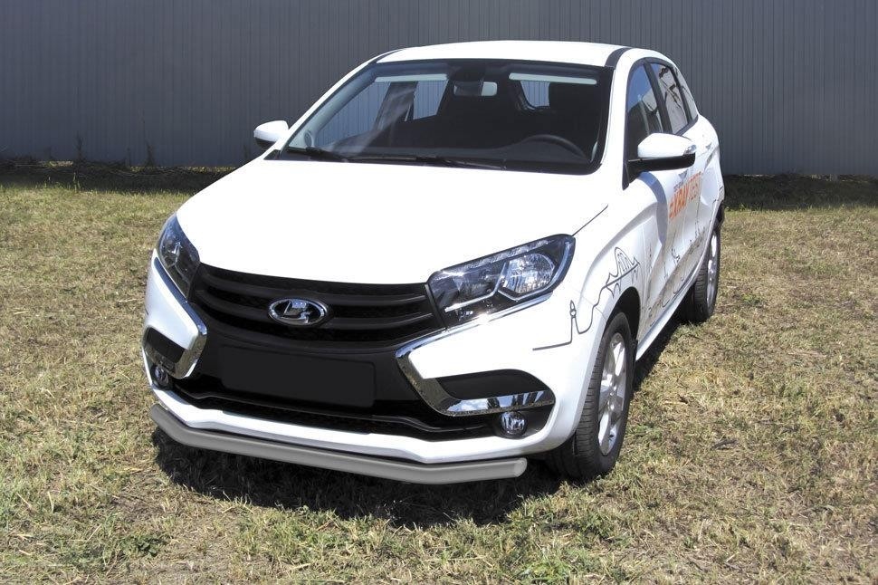 Slitkoff LadXR004S защита переднего бампера d57 серебристая Lada XRay