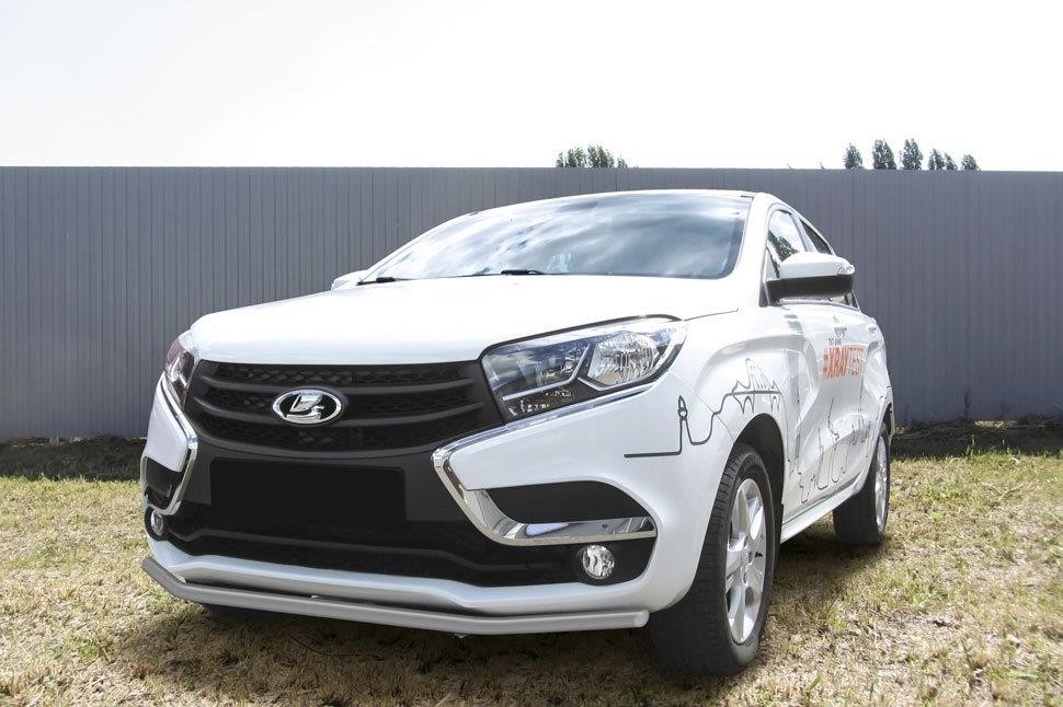 Slitkoff LadXR006S защита переднего бампера d42 серебристая Lada XRay