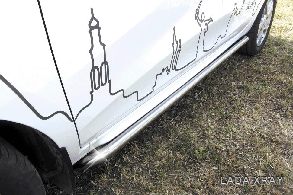Slitkoff LadXR009 защита штатных порогов d42 труба с гибами Lada XRay