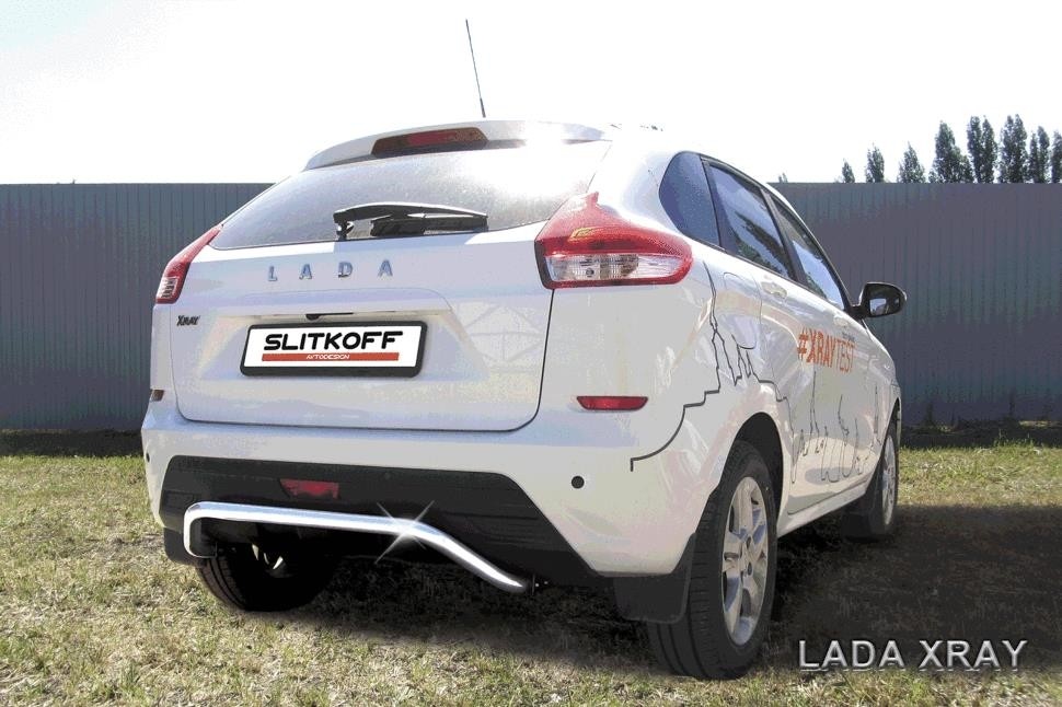Slitkoff LadXR010 защита заднего бампера d42 "скоба" Lada XRay
