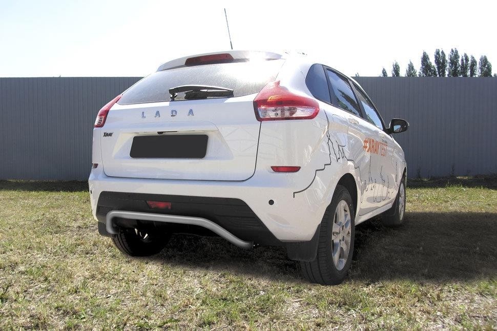 Slitkoff LadXR010S защита заднего бампера d42 "скоба" серебристая Lada XRay